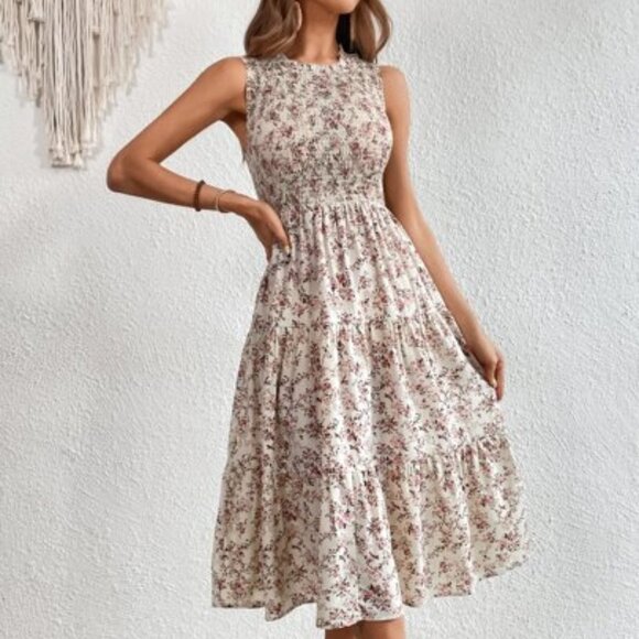 Boho Dress, Floral Print Ruffle Hem Dress, summer dress - Picture 8 of 8